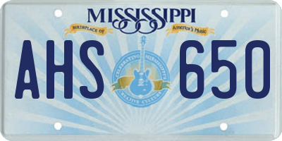 MS license plate AHS650
