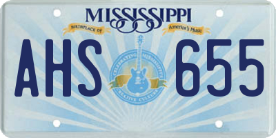 MS license plate AHS655