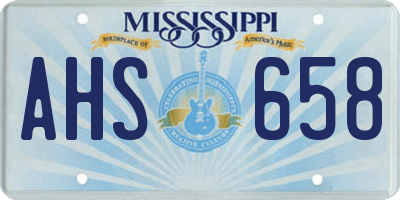 MS license plate AHS658