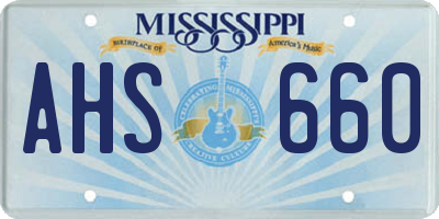 MS license plate AHS660