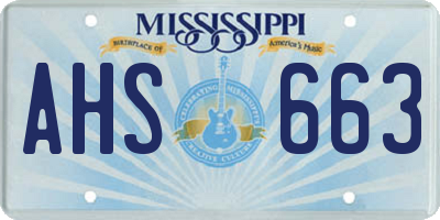MS license plate AHS663