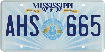 MS license plate AHS665