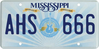 MS license plate AHS666