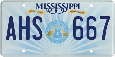 MS license plate AHS667