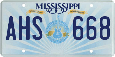 MS license plate AHS668