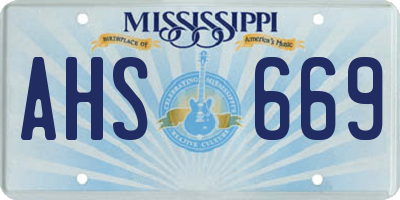 MS license plate AHS669