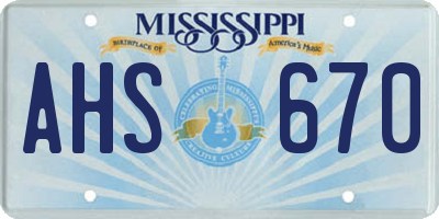 MS license plate AHS670