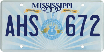 MS license plate AHS672