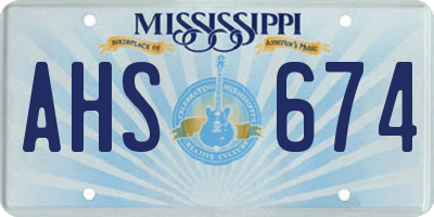 MS license plate AHS674