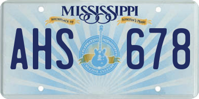 MS license plate AHS678
