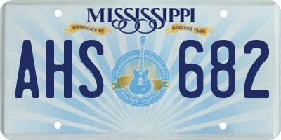 MS license plate AHS682