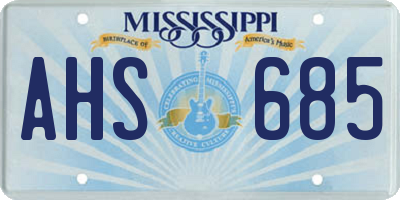 MS license plate AHS685