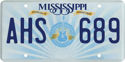 MS license plate AHS689