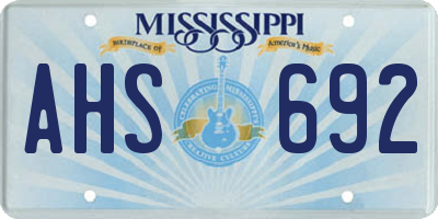 MS license plate AHS692