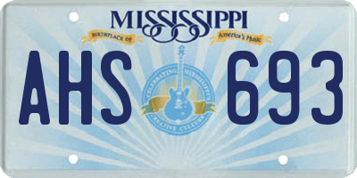 MS license plate AHS693