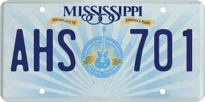 MS license plate AHS701