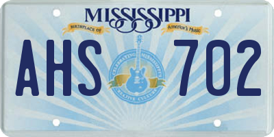 MS license plate AHS702
