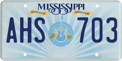 MS license plate AHS703