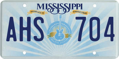 MS license plate AHS704