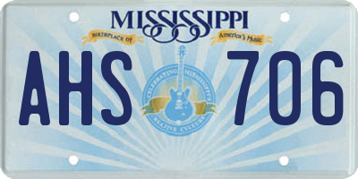 MS license plate AHS706