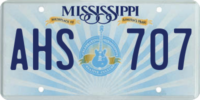 MS license plate AHS707