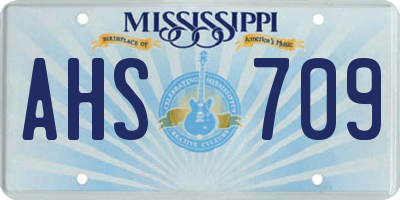 MS license plate AHS709