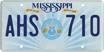 MS license plate AHS710