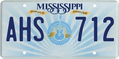 MS license plate AHS712