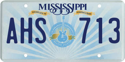 MS license plate AHS713