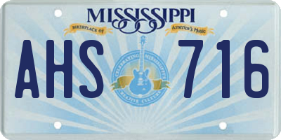 MS license plate AHS716