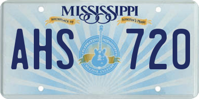 MS license plate AHS720