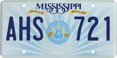 MS license plate AHS721