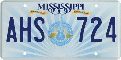 MS license plate AHS724