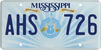 MS license plate AHS726