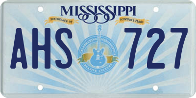 MS license plate AHS727