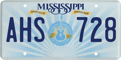 MS license plate AHS728
