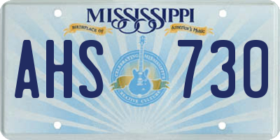 MS license plate AHS730