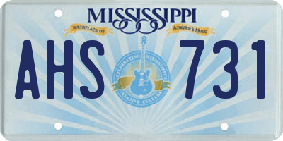 MS license plate AHS731