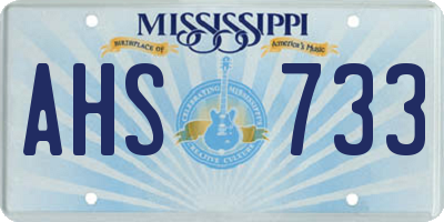 MS license plate AHS733