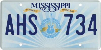 MS license plate AHS734