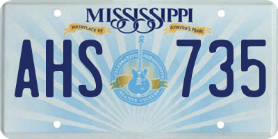 MS license plate AHS735