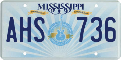 MS license plate AHS736
