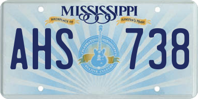 MS license plate AHS738