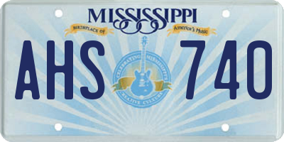 MS license plate AHS740