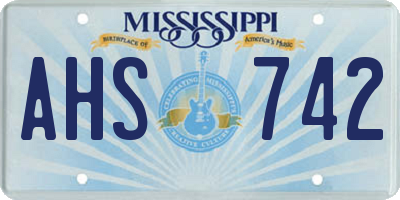 MS license plate AHS742