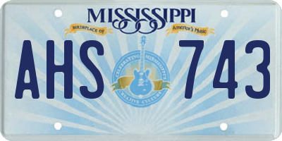 MS license plate AHS743