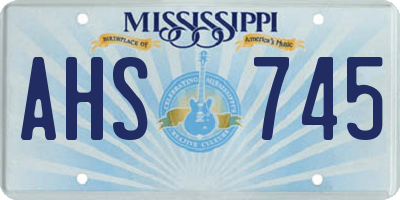 MS license plate AHS745
