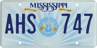 MS license plate AHS747