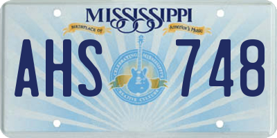 MS license plate AHS748