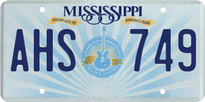 MS license plate AHS749
